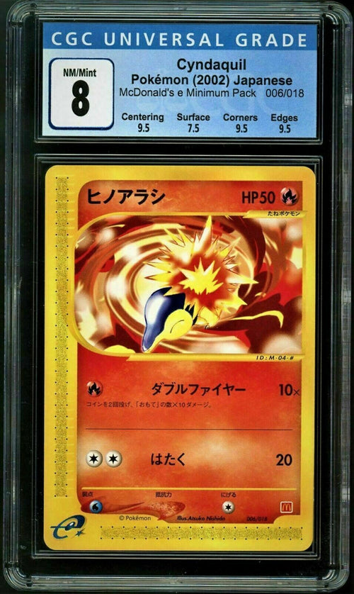 CGC 8 NM-MT 2002 Pokemon Cyndaquil Japanese - McDonald's e Minimum Pack #006
