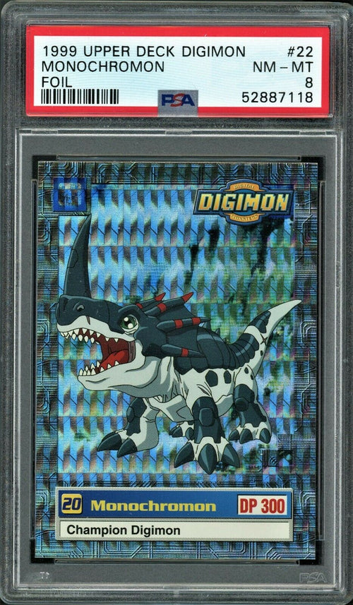 PSA 8 NM-MT 1999 Upper Deck - Digimon - Monochromon - Foil #22