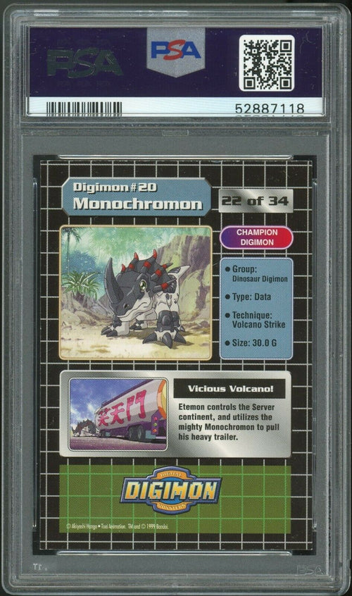 PSA 8 NM-MT 1999 Upper Deck - Digimon - Monochromon - Foil #22