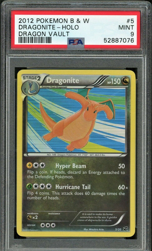 PSA 9 MINT 2012 Pokemon B & W Dragonite - Holo - Dragon Vault #5