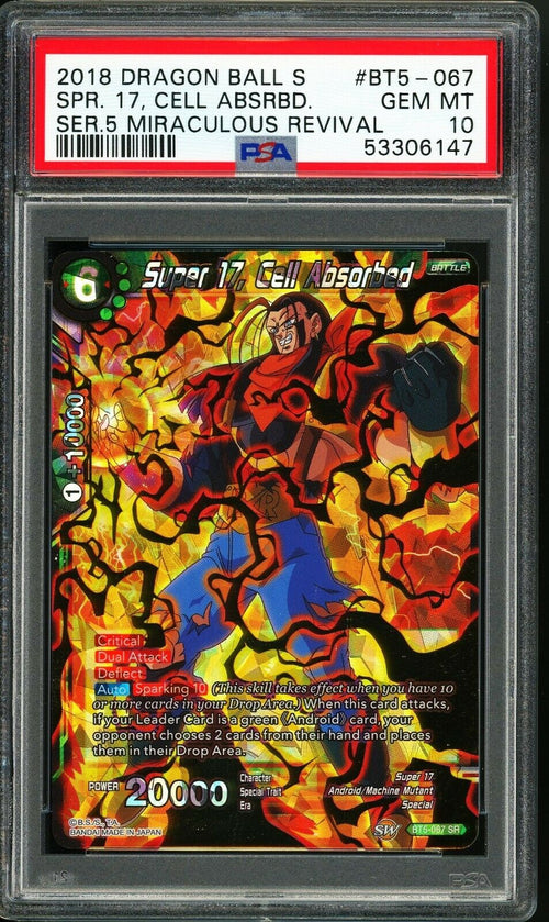 PSA 10 GEM MT 2018 DBS Super 17, Cell Absorbed, Ser 5 Miraculous Revival BT5-067