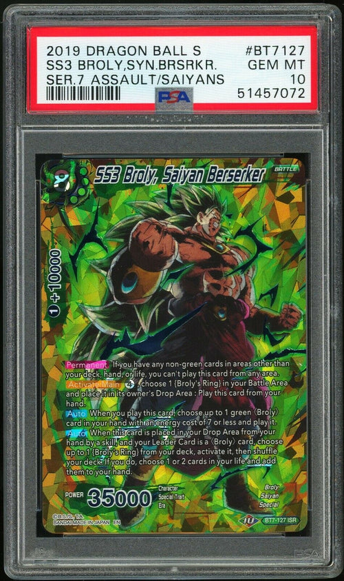 PSA 10 GEM MT DBS SS3 Broly, Saiyan Berserker  Assault of Saiyans ISR BT7-127