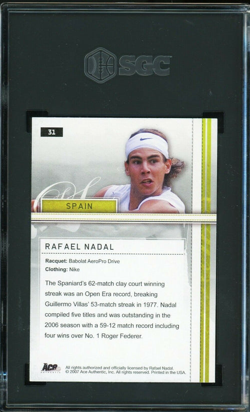 SGC 8.5 NM-MT+ 2007 Ace Authenitic - Rafael Nadal #31
