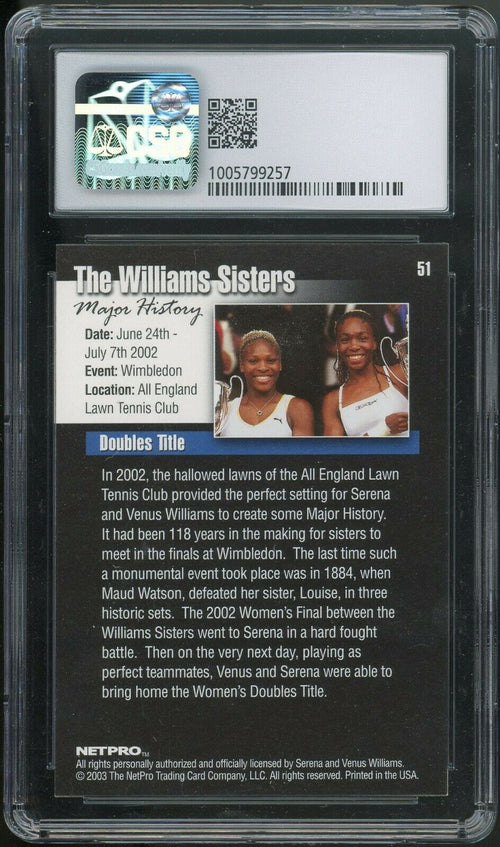 CSG 9 MINT 2003 Netpro Tennis - The WIlliams Sisters - Serena & Venus #51