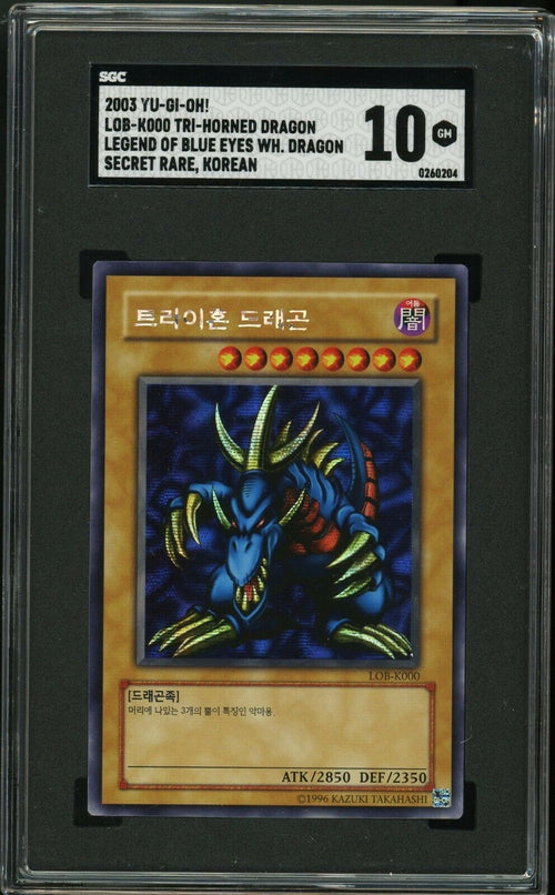 SGC 10 GEM MT 2003 Yu-Gi-Oh! LOB Korean Tri-Horned Dragon - Secret Rare LOB-K000