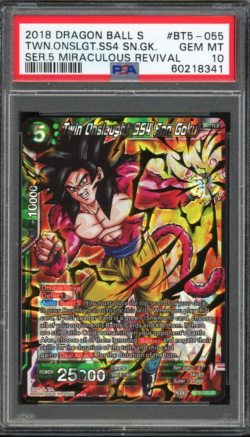 PSA 10 GEM MT 2018 DBS S5 Miraculous Revival - Twin Onslaught SS4 Son Goku #55