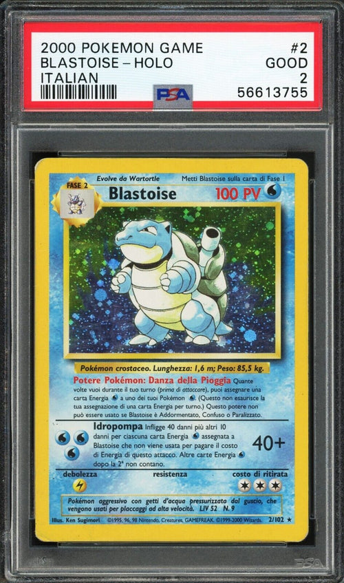 PSA 2 GOOD 2000 Pokemon Base Set ITALIAN - Blastoise - Holo [A] #2