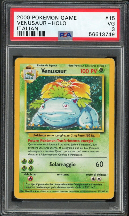 PSA 3 VG 2000 Pokemon Base Set - ITALIAN - Venusaur - Holo #15