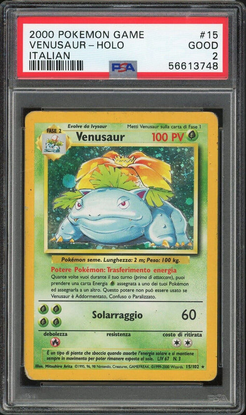 PSA 2 GOOD 2000 Pokemon Base Set - ITALIAN - Venusaur [A] - Holo #15