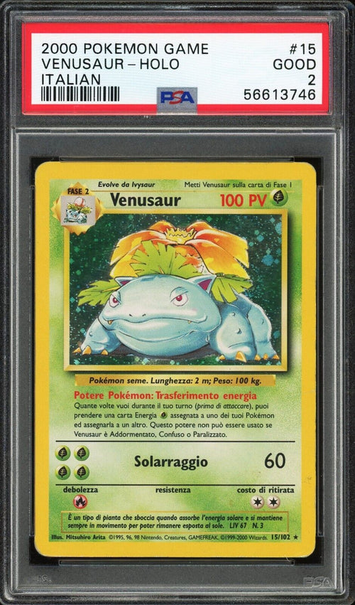 PSA 2 GOOD 2000 Pokemon Base Set - ITALIAN - Venusaur [B] - Holo #15