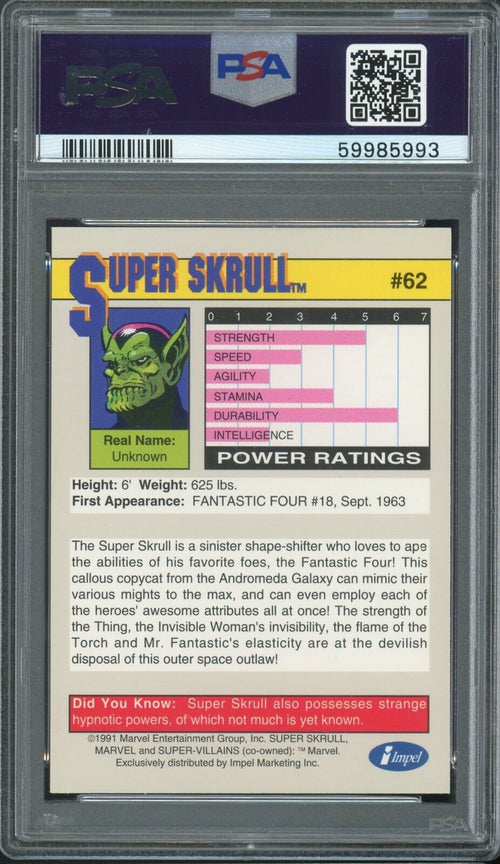 PSA 8 NM-MT 1991 Marvel Universe - Super Skrull #62