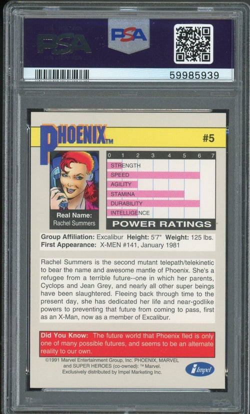 PSA 9 MINT 1991 Marvel Universe - Phoenix #5