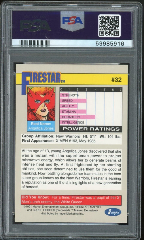 PSA 8 NM-MT 1991 Marvel Universe - Firestar #32
