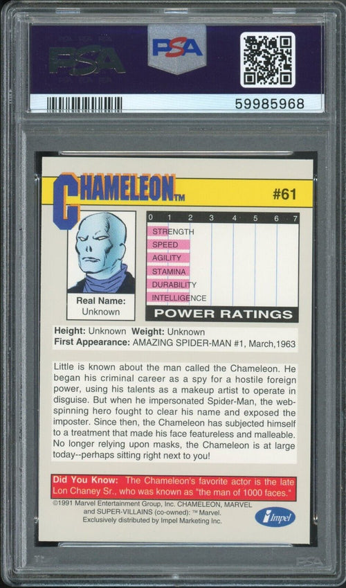 PSA 9 MINT 1991 Marvel Universe - Chameleon #61