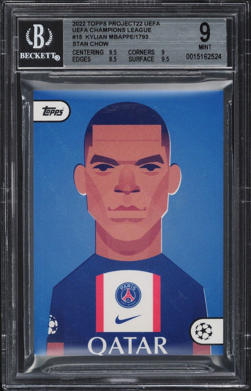 BGS 9 MINT 2022 FIFA Topps Project 22 UEFA By Stan Chow Kylian Mbappe #15
