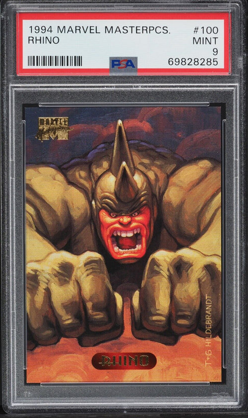 PSA 9 MINT 1994 Marvel Masterpieces Rhino #100