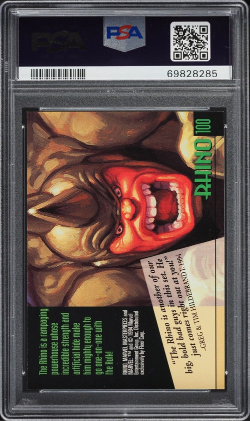 PSA 9 MINT 1994 Marvel Masterpieces Rhino #100