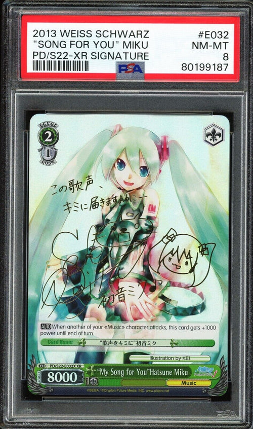 PSA 8 NM-MT 2013 Weiss Schwarz - Song for You - Miku PD S22-XR Signature E032