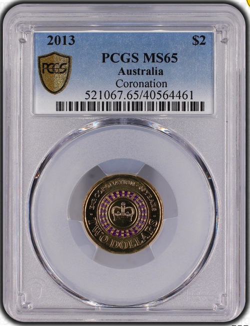 PCGS MS65 2013 RAM Australia Queen's Coronation 60th Anniversary $2 Coin [A]