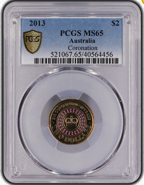 PCGS MS65 2013 RAM Australia Queen's Coronation 60th Anniversary $2 Coin [B]