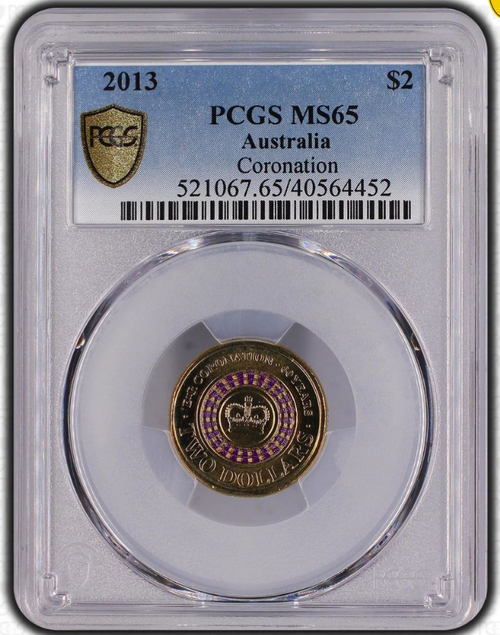 PCGS MS65 2013 RAM Australia Queen's Coronation 60th Anniversary $2 Coin [E]