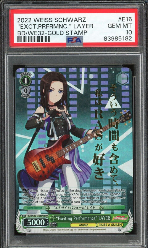 PSA 10 GEM MT 2022 Weiss Schwarz Bang Dream! E16 Exciting Perfomance Layer