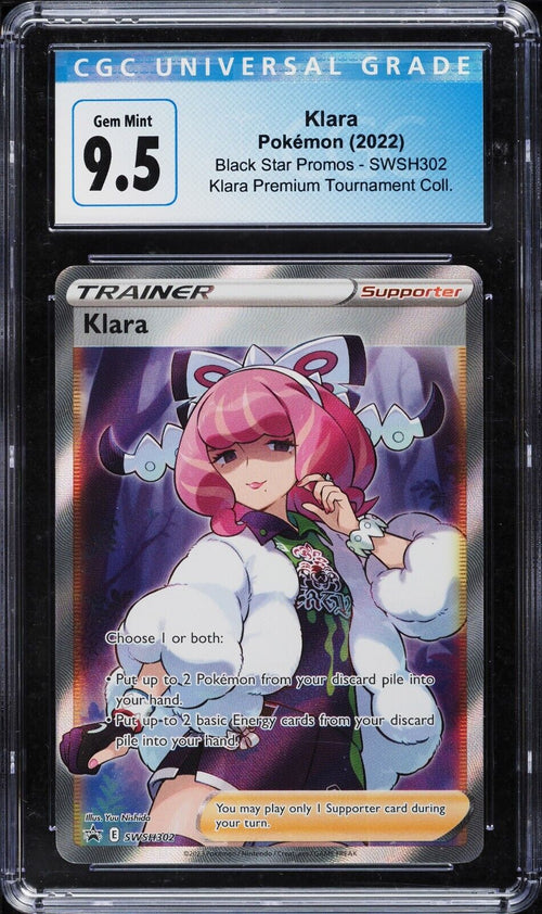 CGC 9.5 GEM MINT 2023 Pokemon SWSH Black Star Promo Premium Full Art Klara #302