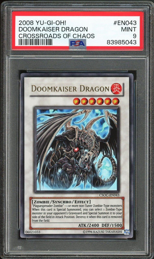 PSA 9 MINT 2008 Yu-Gi-Oh! Crossroads of Chaos CSOC-EN043 Doomkaiser Dragon