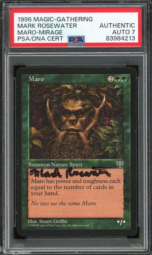 PSA AUTO 7 - 1996 MAGIC THE GATHERING MIRAGE MARO MARK ROSEWATER MARO-MIRAGE