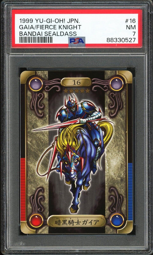 PSA 7- 1999 YU-GI-OH! JAPANESE BANDAI SEALDASS 16 GAIA THE FIERCE KNIGHT