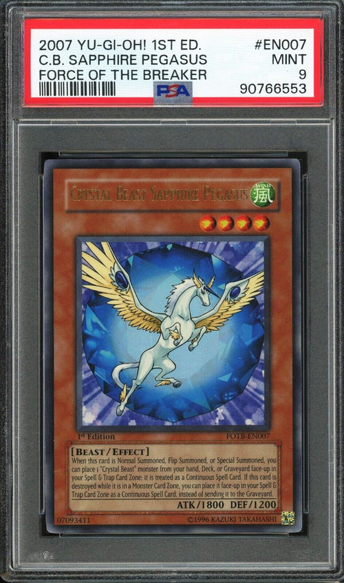 PSA 9 - 2007 YU-GI-OH! FOTB-FORCE OF THE BREAKER EN007 CRYSTAL BEAST PEGASUS
