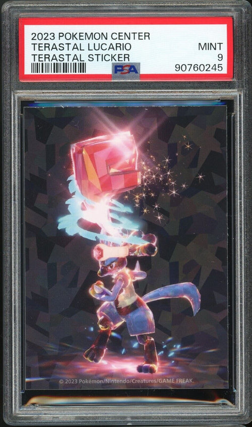 PSA 9 - 2023 POKEMON CENTER TERASTAL STICKER TERASTAL LUCARIO