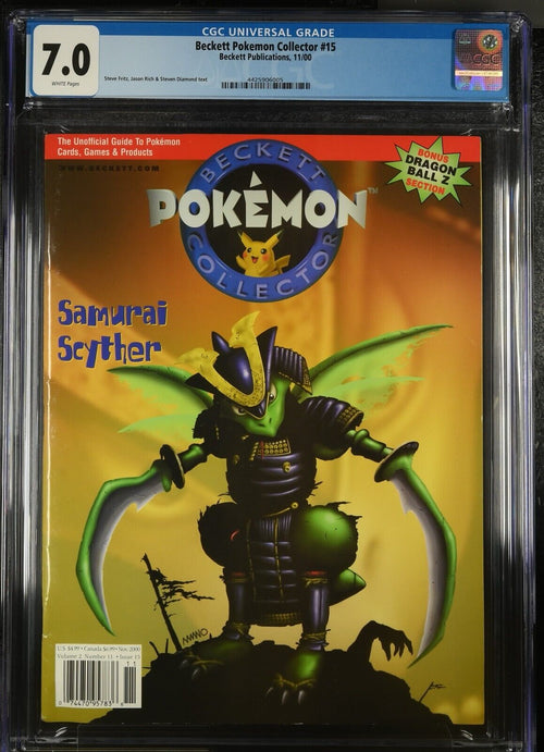 CGC 7.0 - 2000 BECKETT POKEMON COLLECTOR #15 SAMURAI SCYTHER POP 1 (1 HIGHER)