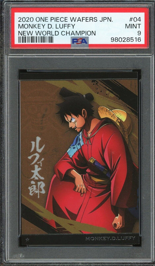 PSA 9 - 2020 ONE PIECE WAFERS JAPANESE NEW WORLD CHAMPION 04 MONKEY D. LUFFY