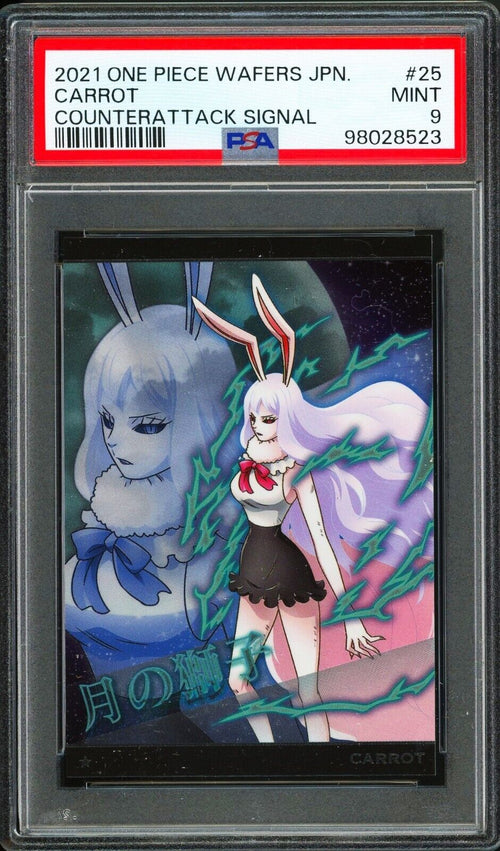 PSA 9 - 2021 ONE PIECE WAFERS JAPANESE COUNTERATTACK SIGNAL 25 CARROT
