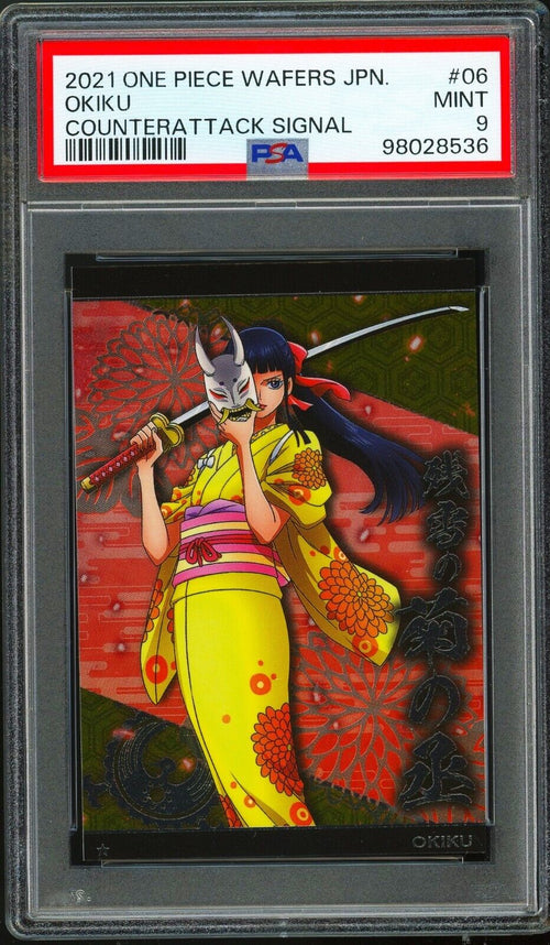 PSA 9 - 2021 ONE PIECE WAFERS JAPANESE COUNTERATTACK SIGNAL 06 OKIKU