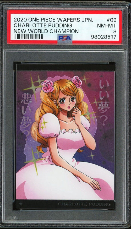 PSA 8 - 2020 ONE PIECE WAFERS JAPANESE NEW WORLD CHAMPION 09 CHARLOTTE PUDDING