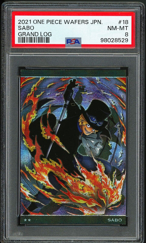 PSA 8 - 2021 ONE PIECE WAFERS JAPANESE GRAND LOG 18 SABO