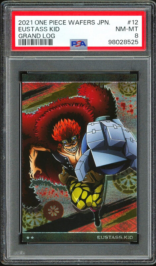 PSA 8 - 2021 ONE PIECE WAFERS JAPANESE GRAND LOG 12 EUSTASS KID