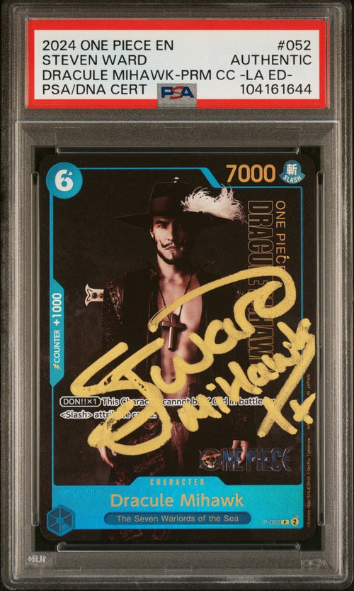 PSA AUTH 2024 ONE PIECE LIVE ACTION052 DRACULE MIHAWK STEVEN WARD SIGNED [C]