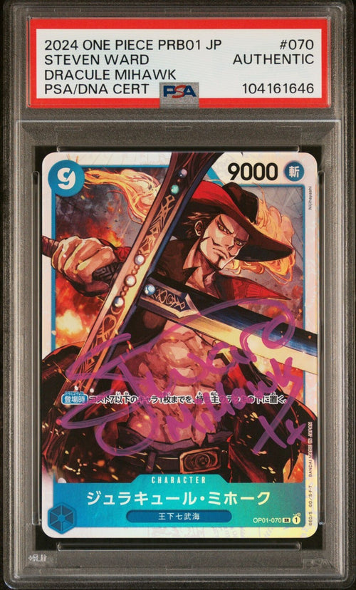 PSA AUTH - 2024 ONE PIECE JAPANESE PRB01 - 070 DRACULE MIHAWK STEVEN JOHN WARD