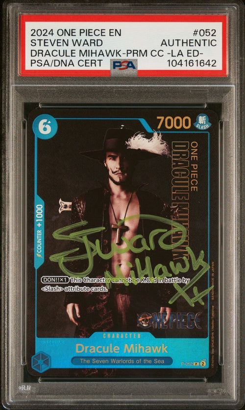 PSA AUTH 2024 ONE PIECE LIVE ACTION052 DRACULE MIHAWK STEVEN WARD SIGNED [A]