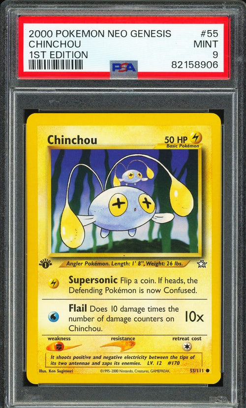 PSA 9 - 2000 POKEMON NEO GENESIS CHINCHOU 1ST EDITION - #55
