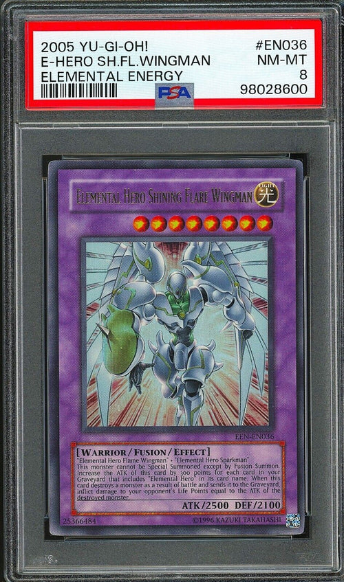 PSA 8 - 2005 YU-GI-OH! ELEMENTAL ENERGY EN036 E-HERO SHINING FLARE WINGMAN