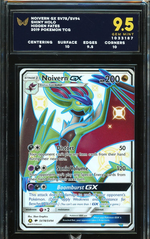 ARK 9.5 - 2019 Hidden Fates Pokemon TCG Noivern GX SV78 Shiny Holo