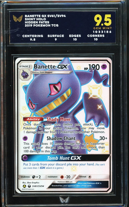 ARK 9.5 - 2019 Hidden Fates Pokemon TCG Banette GX SV61/SV94 Shiny Holo
