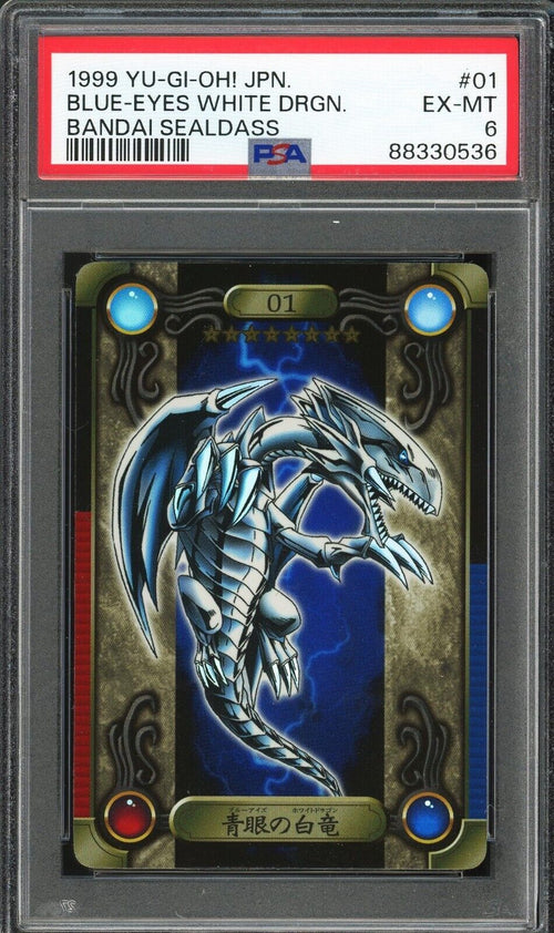 PSA 6 - 1999 YU-GI-OH! JAPANESE BANDAI SEALDASS 01 BLUE-EYES WHITE DRAGON
