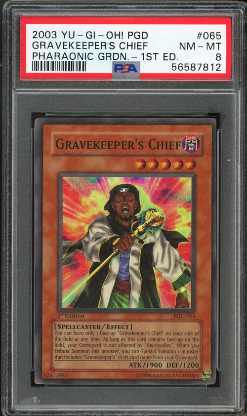 PSA 8 NM-MT 2003 Yu-Gi-Oh! Pharaonic Guardian 1st Ed - Gravekeeper's Chief PGD