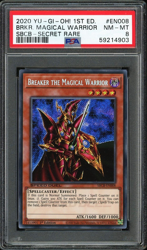 PSA 8 NM-MT 2020 Yu-Gi-Oh! 1st Ed Speed Duel - Breaker the Magical Warrior SCR #