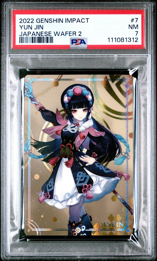 PSA 7 - 2022 GENSHIN IMPACT JAPANESE WAFER CARDS 2 7 YUN JIN